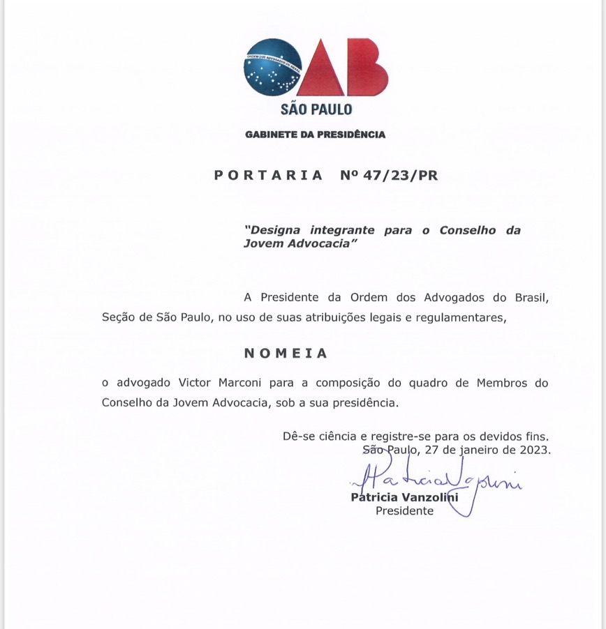 Portaria/Designação - Conselho da Jovem Advocacia (2023/2024)